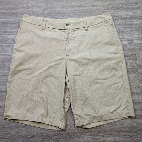 Lululemon Men's 36 Commission Short Relaxed Qwick Oxford White Tofino Sand Golf - Picture 1 of 9